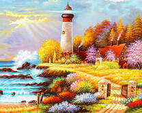 Маяк в осеннем пейзаже