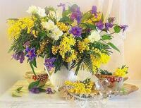 Без бренда «Букет из мимозы и колокольчиков в вазе» в Ставрополе в интернет-магазине  Без бренда «Букет из мимозы и колокольчиков в вазе» в Ставрополе