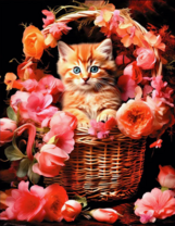 Без бренда «Рыжий котенок в корзине с цветами» в Ставрополе